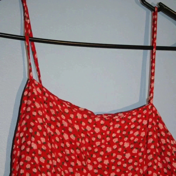 Aeropostale Red Floral Print Spaghetti Strap Dress - Picture 5 of 13